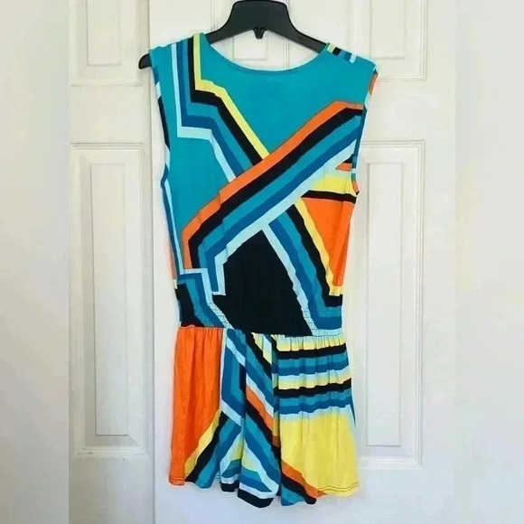BUFFALO David Bitton Unique Colorful Geometric Y2K Print Sleeveless Rompers - Picture 5 of 6